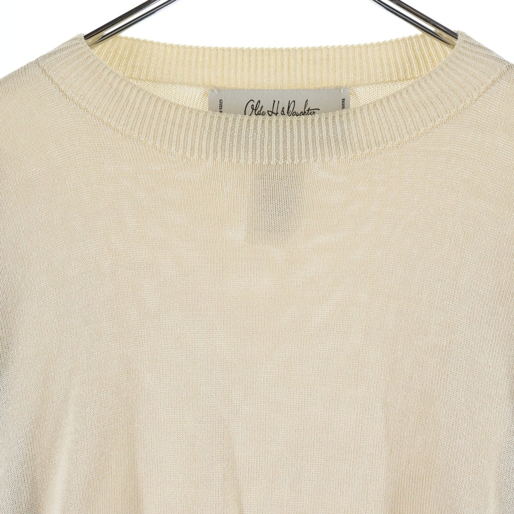 NO BRAND(ノーブランド) Olde H & Daughter(オールド エイチアンドドウター) クルーネック シルクニットセーター アイボリー 22687