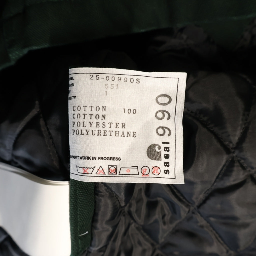Sacai(サカイ) 25AW ×Carhartt WIP Duck Jacket カーハート ダックジャケット ブルゾン グリーン 25-00990S