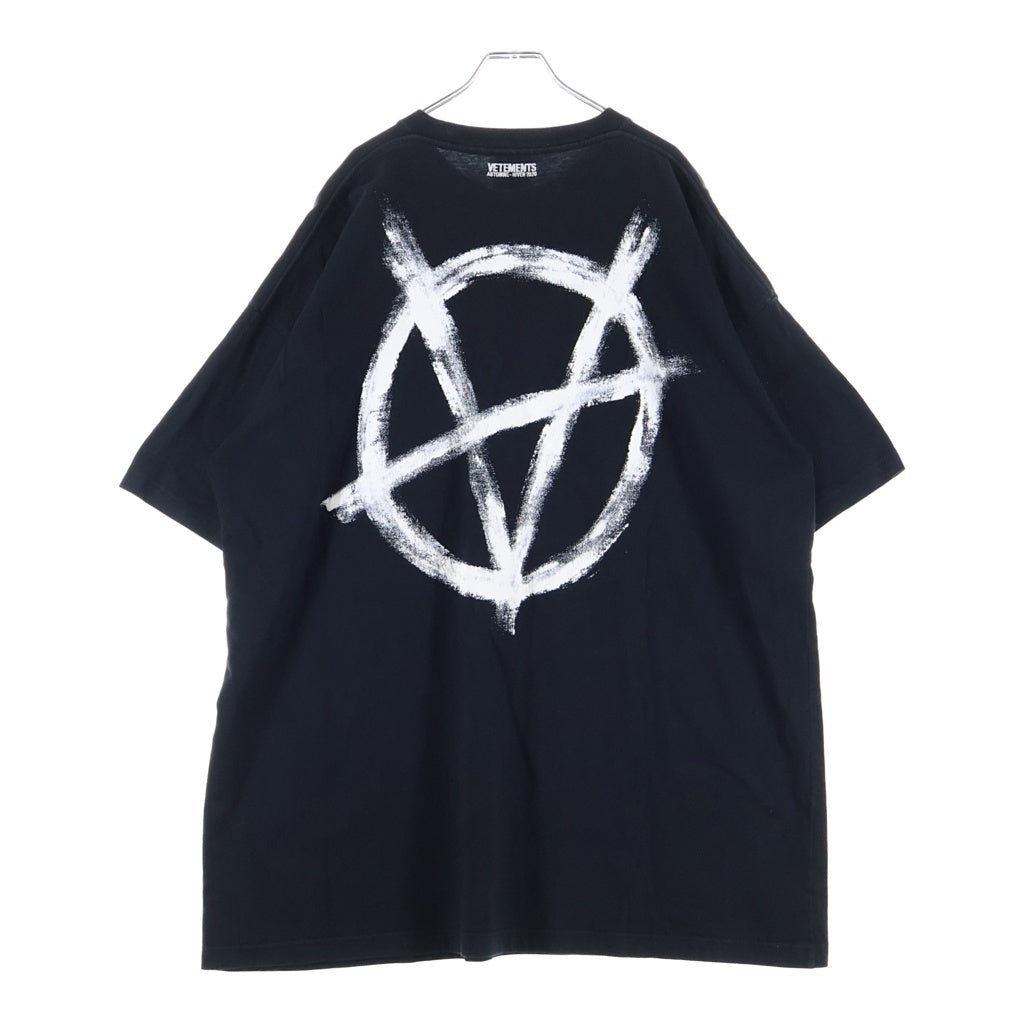 VETEMENTS(ヴェトモン) Anarchy Logo S/S Tee アナーキーロゴプリント 半袖Tシャツ カットソー ブラック UAH20TR923