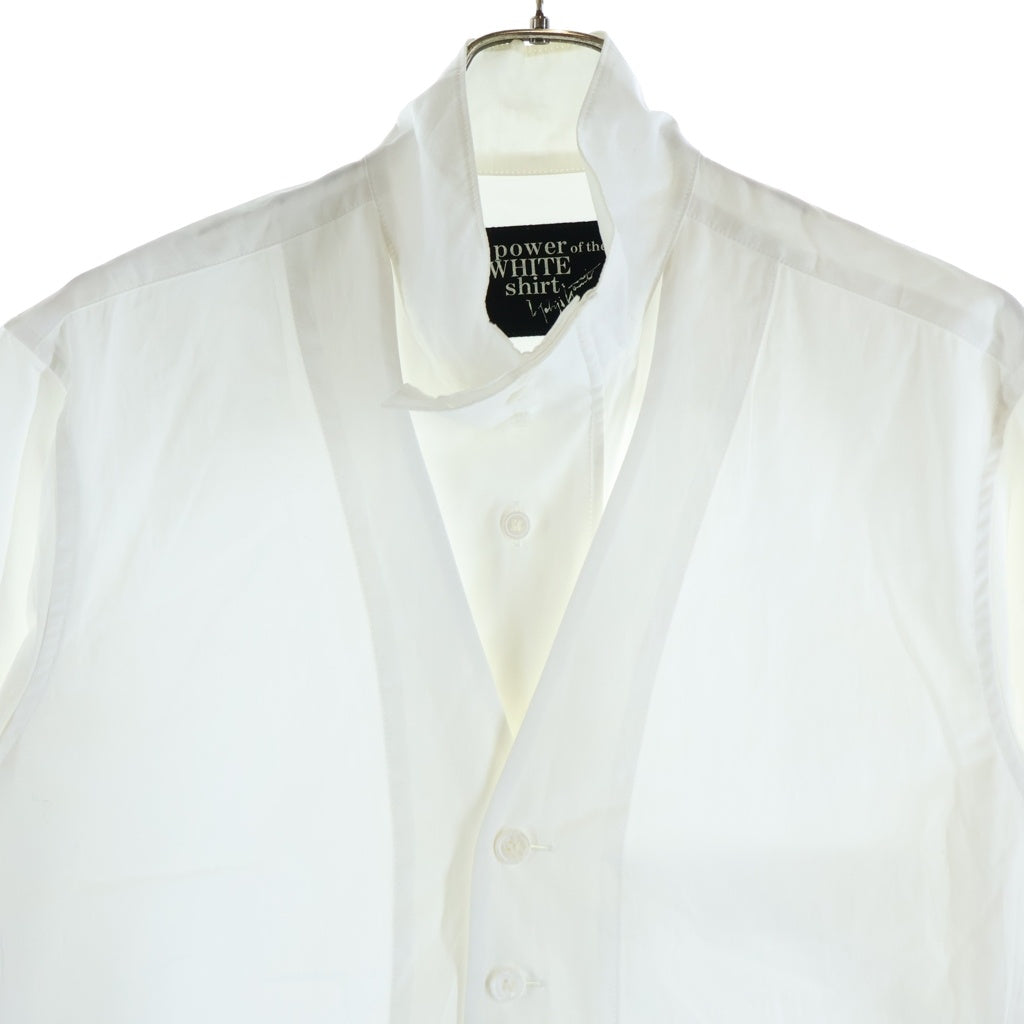 Yohji Yamamoto POUR HOMME(ヨウジヤマモト プールオム) 22AW 120/2 COTTON BROAD BACK GATHER VEST BLOUSE コットン ブロード バック ギャザー ベストドッキング 長袖シャツ ホワイト HE-B50-520