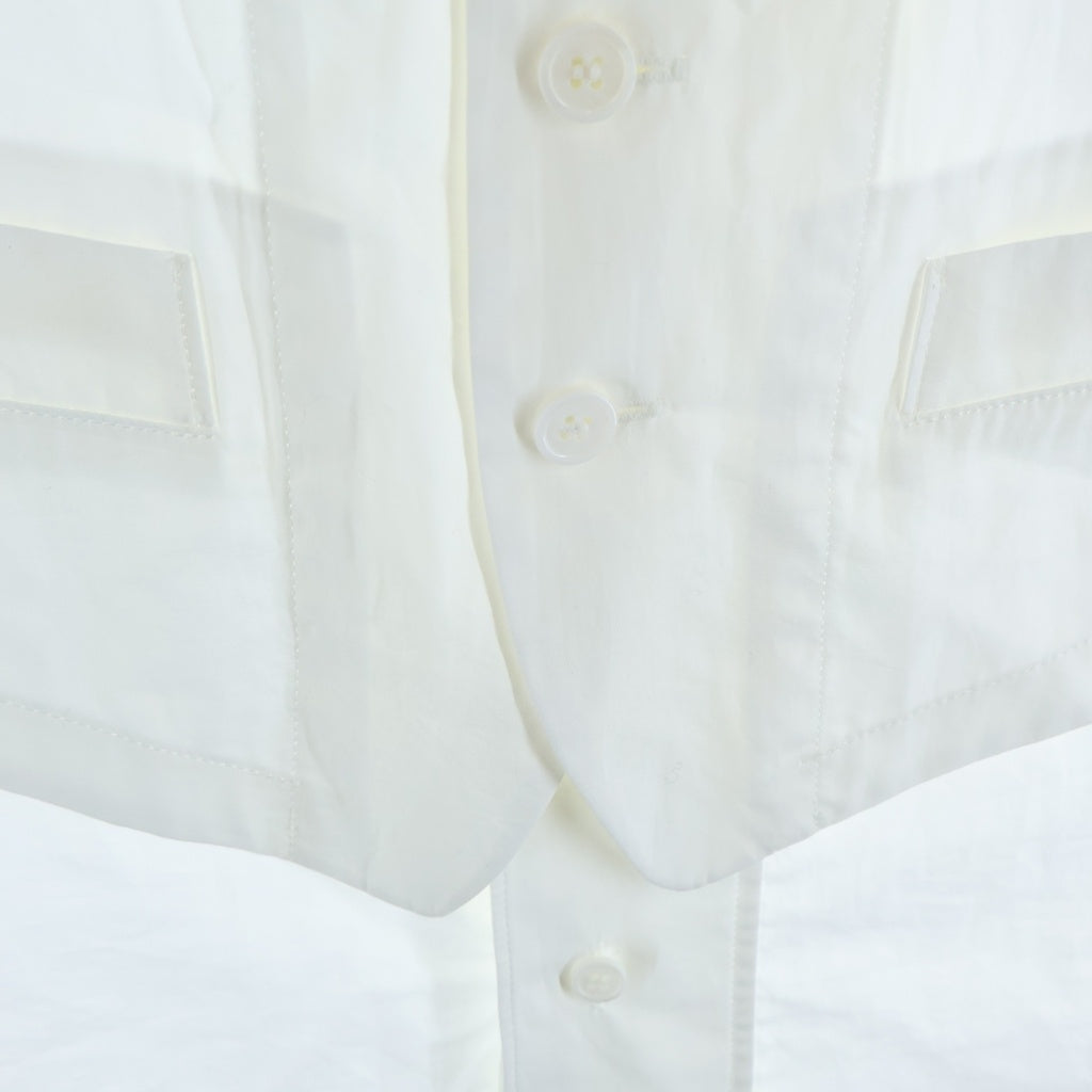 Yohji Yamamoto POUR HOMME(ヨウジヤマモト プールオム) 22AW 120/2 COTTON BROAD BACK GATHER VEST BLOUSE コットン ブロード バック ギャザー ベストドッキング 長袖シャツ ホワイト HE-B50-520