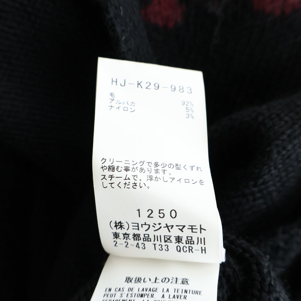 Yohji Yamamoto POUR HOMME(ヨウジヤマモト プールオム) 23AW 求心タートル アーガイル ニットセーター ブラック HJ-K29-983