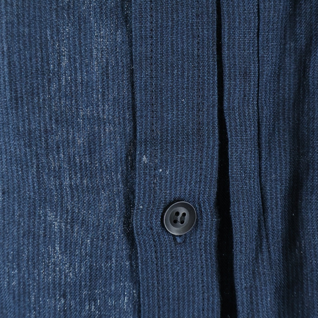 Yohji Yamamoto POUR HOMME(ヨウジヤマモト プールオム) 23SS PLEATS LINEN L/S SHIRT プリーツ リネン ロングスリーブシャツ ブルー HZ-B51-319
