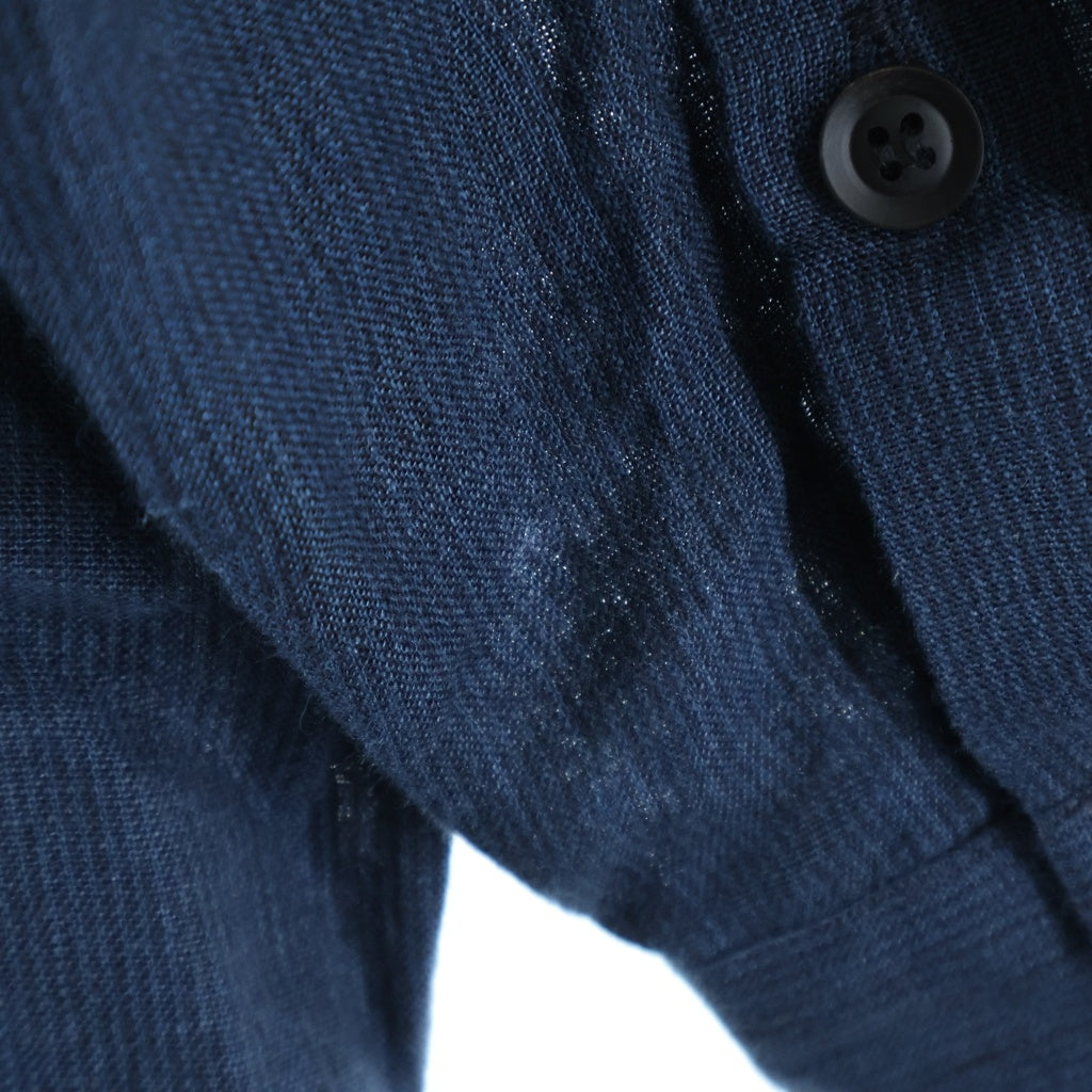 Yohji Yamamoto POUR HOMME(ヨウジヤマモト プールオム) 23SS PLEATS LINEN L/S SHIRT プリーツ リネン ロングスリーブシャツ ブルー HZ-B51-319