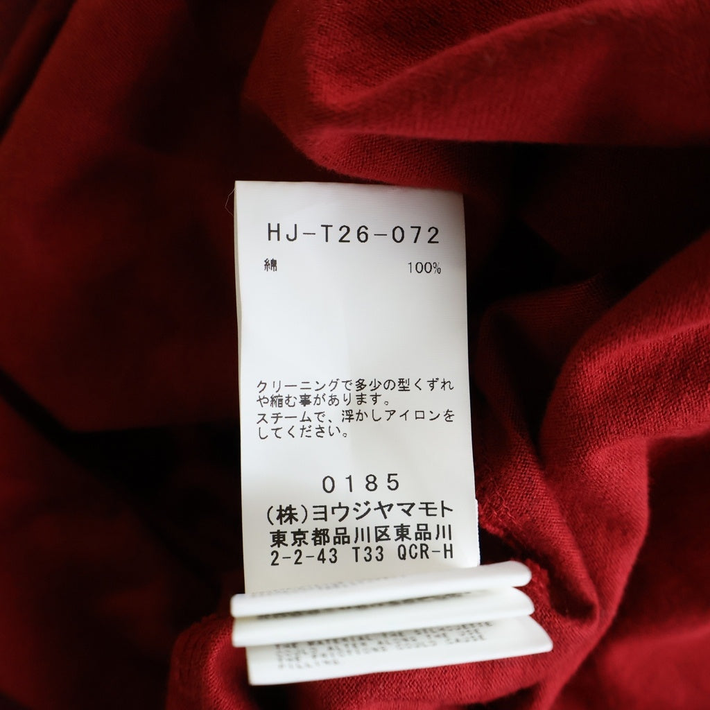 Yohji Yamamoto POUR HOMME(ヨウジヤマモト プールオム) 23AW フロントスリッド アシンメトリーデザイン クルーネック半袖Tシャツ カットソー レッド HJ-T26-072