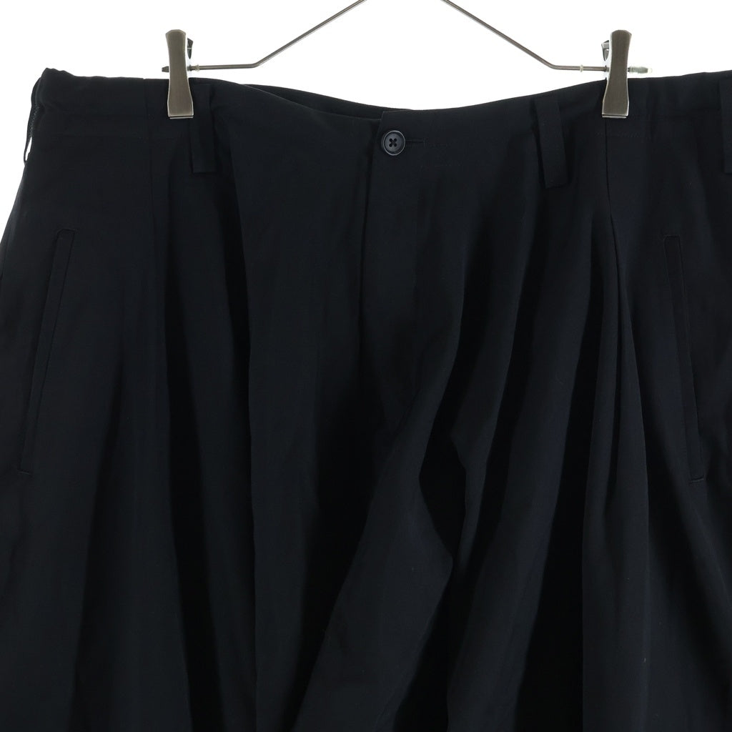 Yohji Yamamoto POUR HOMME(ヨウジヤマモト プールオム) 23AW DROP CROTCH PANTS 内股ドレープ クロッチ イージーパンツ ブラック HJ-P18-100