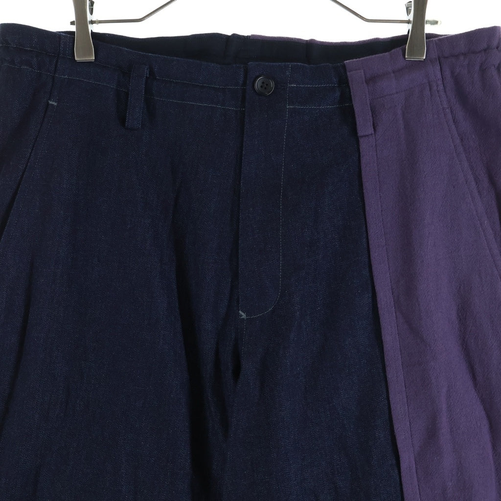 Yohji Yamamoto POUR HOMME(ヨウジヤマモト プールオム) 24SS ドッキング デニムパンツ インディゴ/パープル HS-P61-813