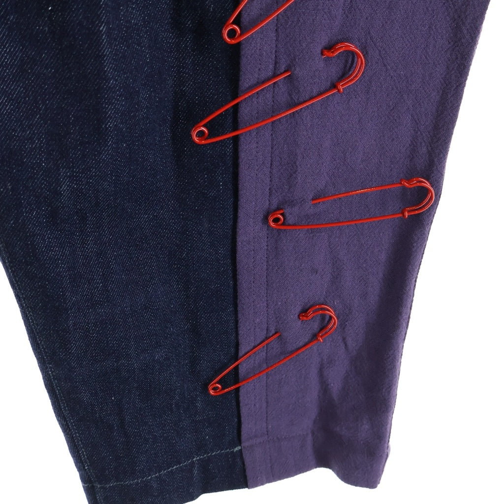 Yohji Yamamoto POUR HOMME(ヨウジヤマモト プールオム) 24SS ドッキング デニムパンツ インディゴ/パープル HS-P61-813
