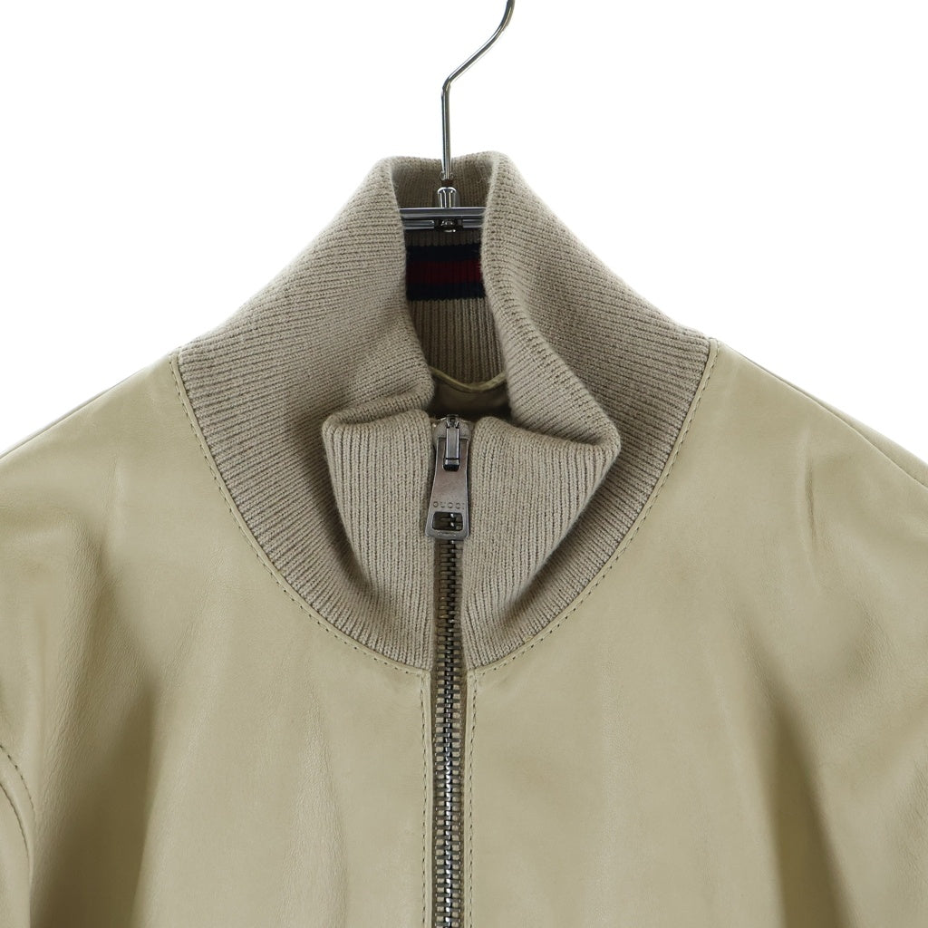 GUCCI(グッチ) フロントロゴ ラムスキン レザー ボンバージャケット ベージュ 232889 XM586