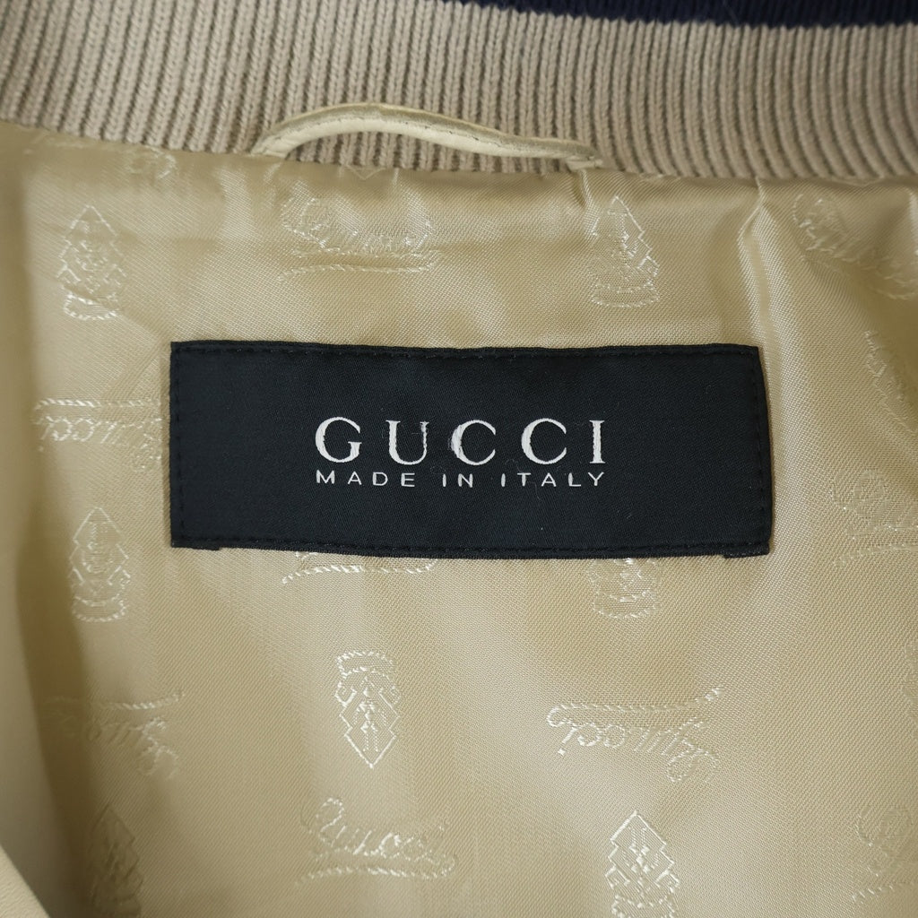 GUCCI(グッチ) フロントロゴ ラムスキン レザー ボンバージャケット ベージュ 232889 XM586