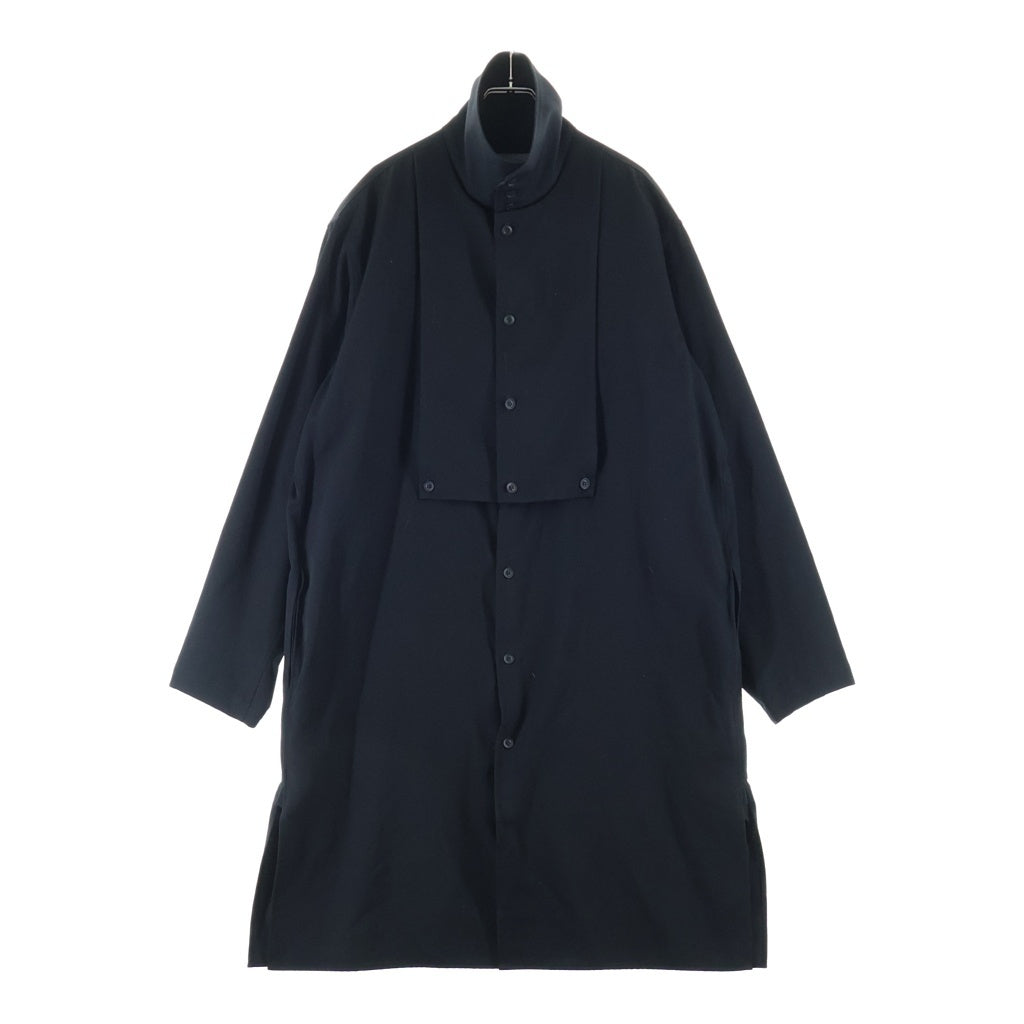 Yohji Yamamoto POUR HOMME(ヨウジヤマモト プールオム) 22AW ウール フロントドッキング ロング 長袖シャツ ブラック HE-B99-540