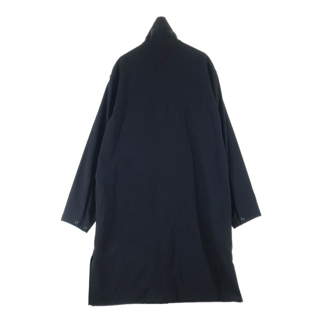 Yohji Yamamoto POUR HOMME(ヨウジヤマモト プールオム) 22AW ウール フロントドッキング ロング 長袖シャツ ブラック HE-B99-540