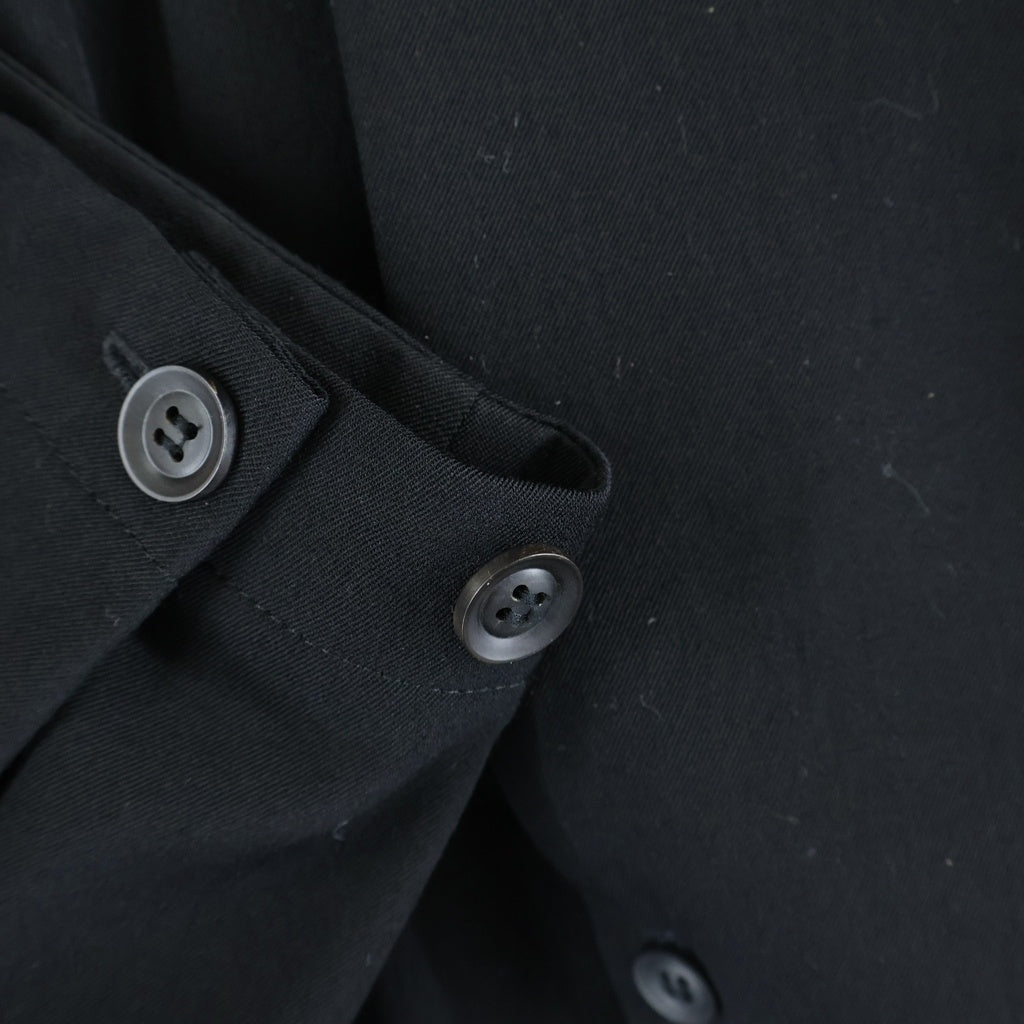 Yohji Yamamoto POUR HOMME(ヨウジヤマモト プールオム) 22AW ウール フロントドッキング ロング 長袖シャツ ブラック HE-B99-540