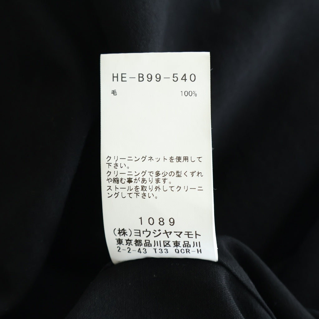 Yohji Yamamoto POUR HOMME(ヨウジヤマモト プールオム) 22AW ウール フロントドッキング ロング 長袖シャツ ブラック HE-B99-540