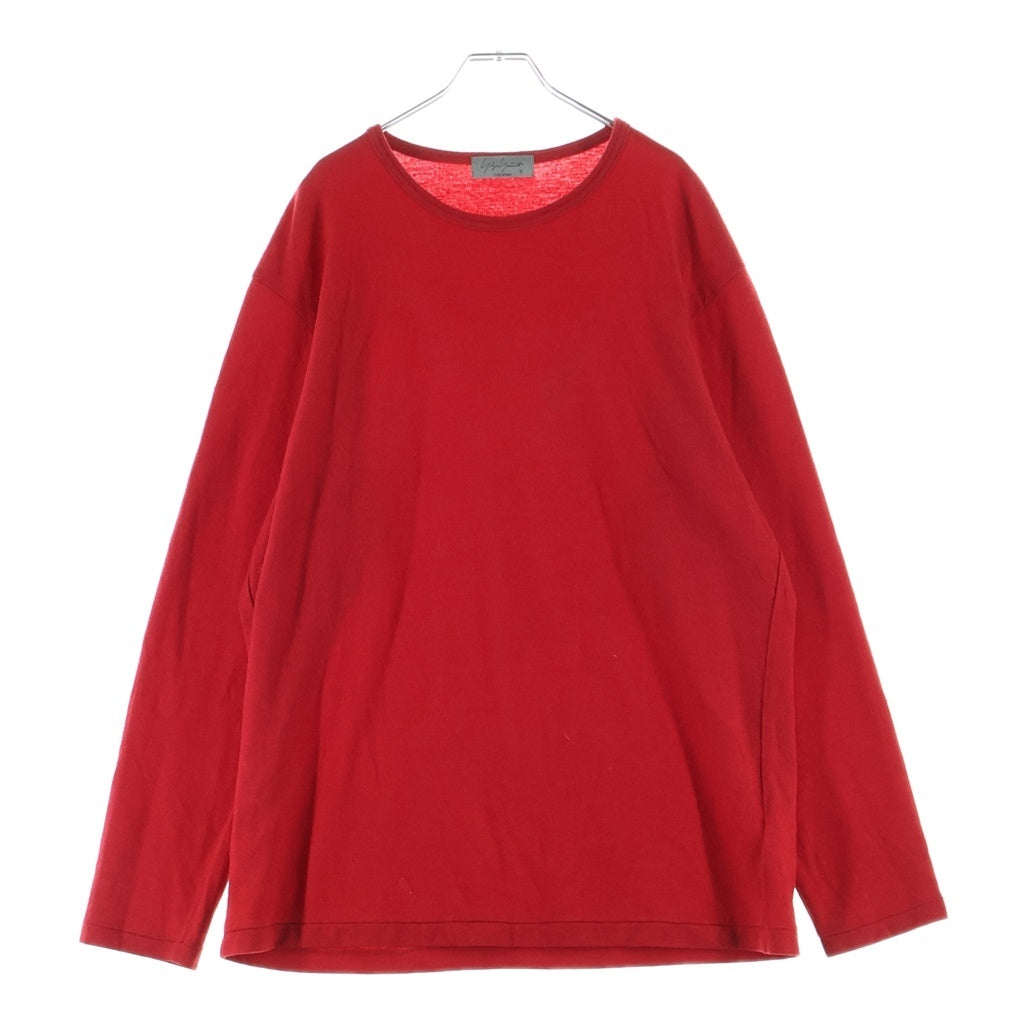 Yohji Yamamoto POUR HOMME(ヨウジヤマモト プールオム) 21AW ウール エアー天竺 丸首 クルーネック長袖Tシャツ カットソー レッド HX-T04-170