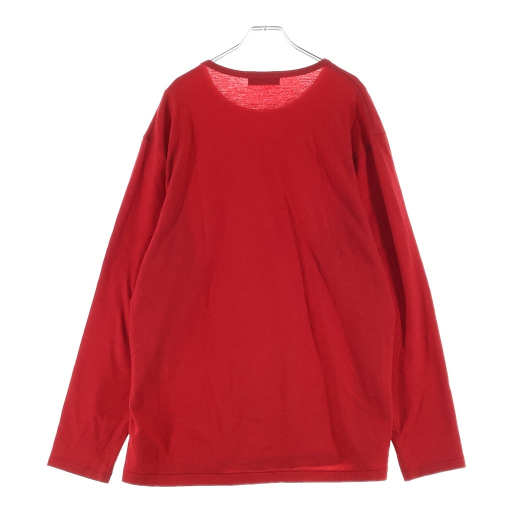 Yohji Yamamoto POUR HOMME(ヨウジヤマモト プールオム) 21AW ウール エアー天竺 丸首 クルーネック長袖Tシャツ カットソー レッド HX-T04-170