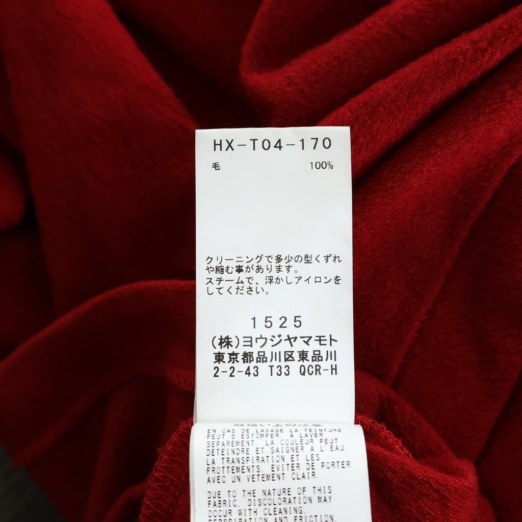 Yohji Yamamoto POUR HOMME(ヨウジヤマモト プールオム) 21AW ウール エアー天竺 丸首 クルーネック長袖Tシャツ カットソー レッド HX-T04-170