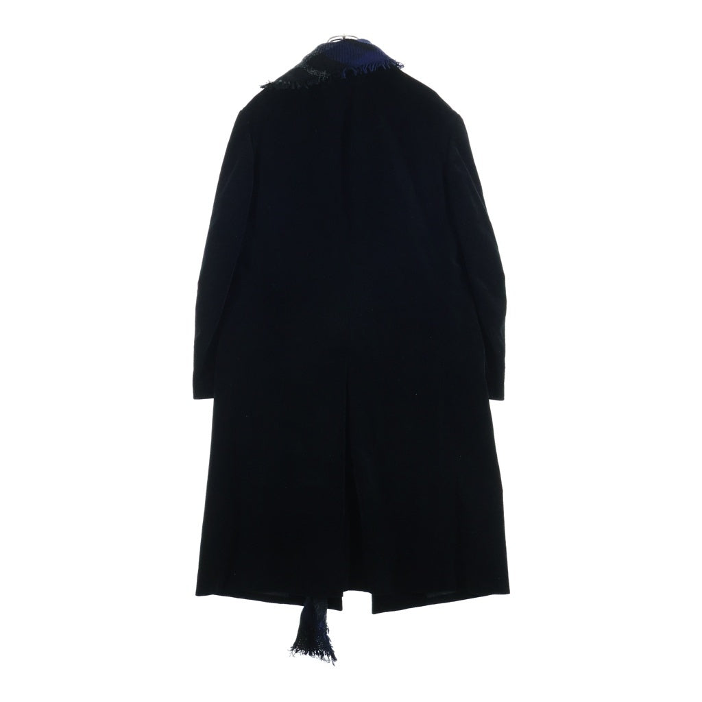 Yohji Yamamoto POUR HOMME(ヨウジヤマモト プールオム) 22AW PLAID STOLE JACKET プレイド チェックストール付き コーデュロイ チェスターコート ブラック HE-J39-807