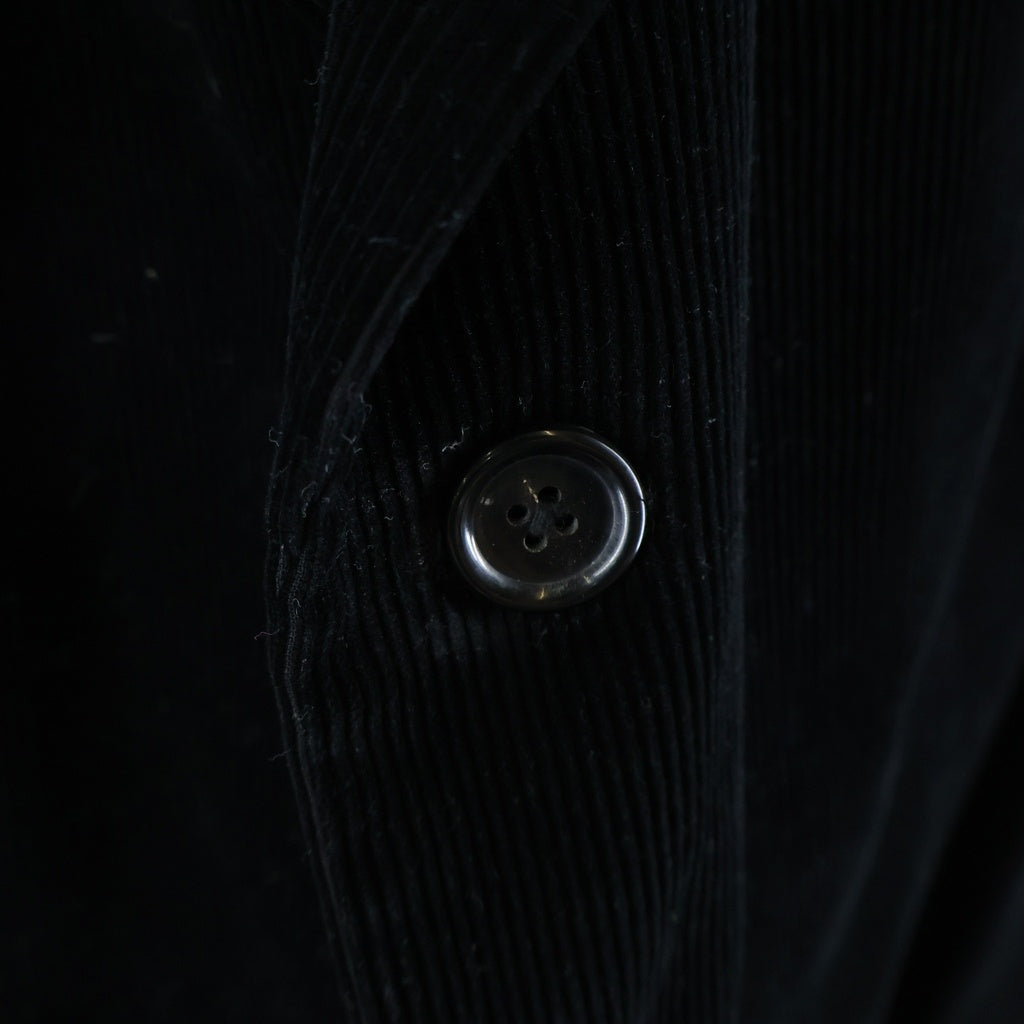 Yohji Yamamoto POUR HOMME(ヨウジヤマモト プールオム) 22AW PLAID STOLE JACKET プレイド チェックストール付き コーデュロイ チェスターコート ブラック HE-J39-807