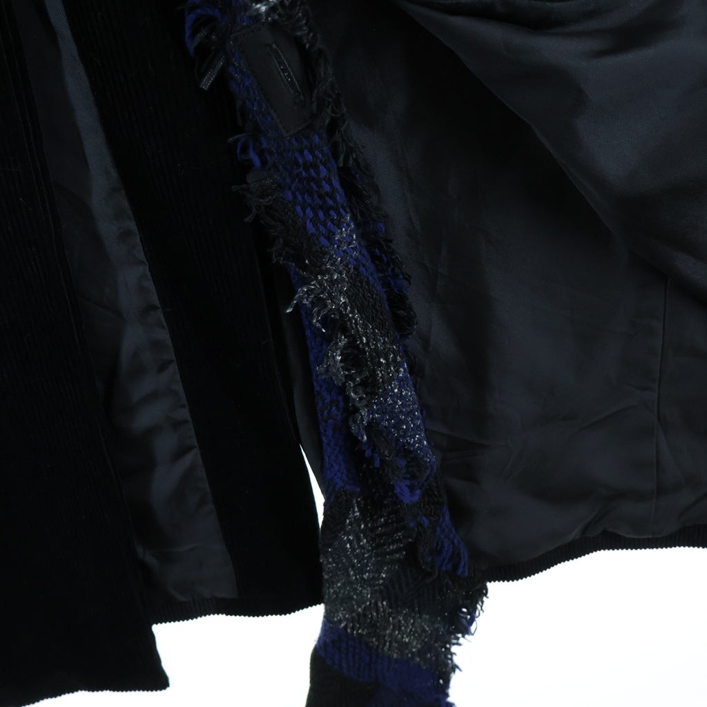 Yohji Yamamoto POUR HOMME(ヨウジヤマモト プールオム) 22AW PLAID STOLE JACKET プレイド チェックストール付き コーデュロイ チェスターコート ブラック HE-J39-807