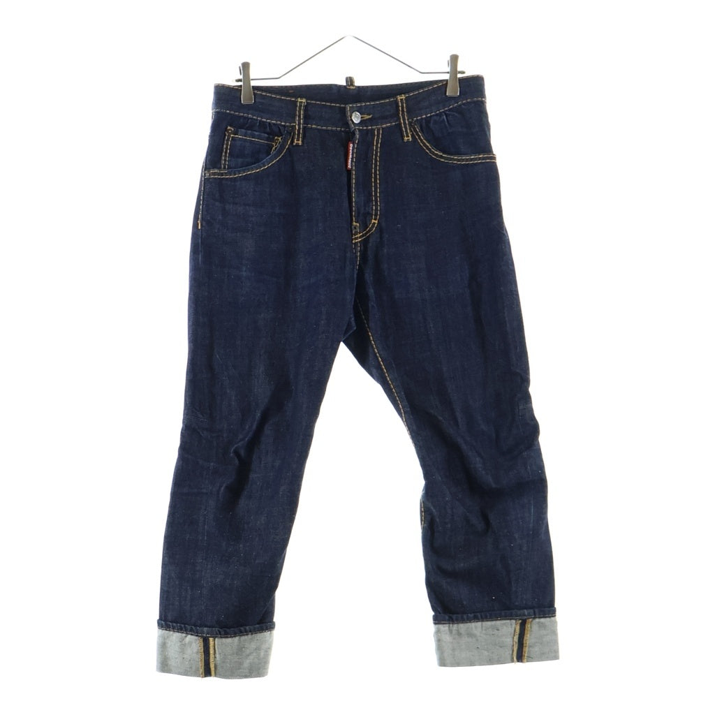 DSQUARED2(ディースクエアード) 16SS レザーロゴパッチ ボタンフライ デニムパンツ インディゴ S71LB0129 S30485