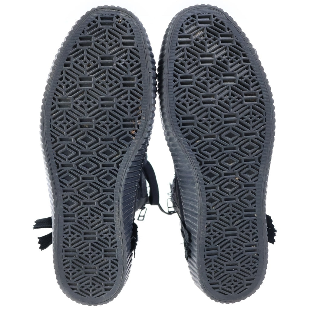 Yohji Yamamoto POUR HOMME(ヨウジヤマモト プールオム) 21AW ダメージ加工 キャンバス レースアップ ハイカットスニーカー ブラック HX-E03-060