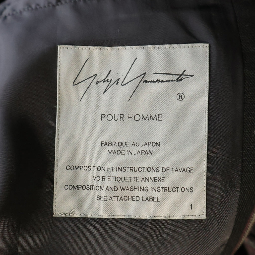 Yohji Yamamoto POUR HOMME(ヨウジヤマモト プールオム) 23AW ダブルレイヤード プリントスタンド ウール ロング カラーコート ブラック HJ-C28-802