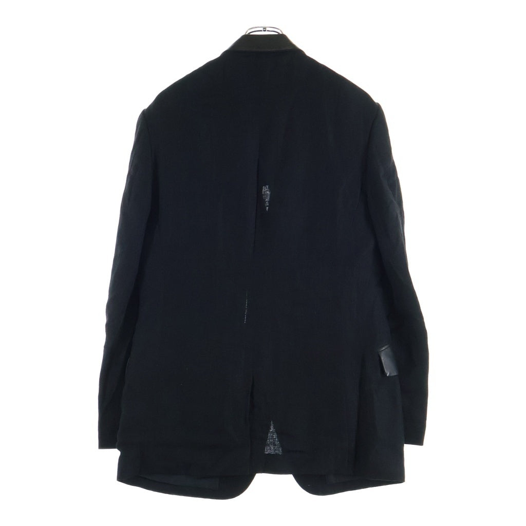 Yohji Yamamoto POUR HOMME(ヨウジヤマモト プールオム) 23SS タブ留め ピークレザー JKT レーヨン混 ジャケット ブラック HZ-J19-804