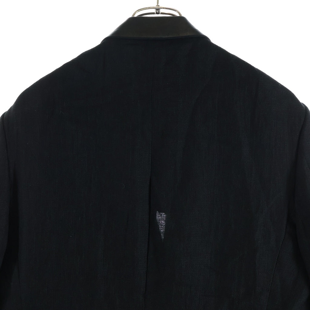 Yohji Yamamoto POUR HOMME(ヨウジヤマモト プールオム) 23SS タブ留め ピークレザー JKT レーヨン混 ジャケット ブラック HZ-J19-804
