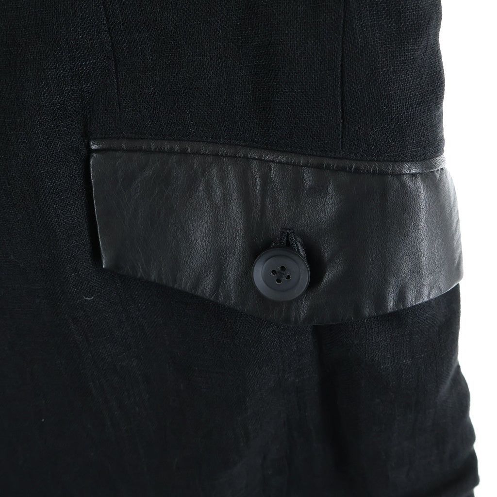 Yohji Yamamoto POUR HOMME(ヨウジヤマモト プールオム) 23SS タブ留め ピークレザー JKT レーヨン混 ジャケット ブラック HZ-J19-804