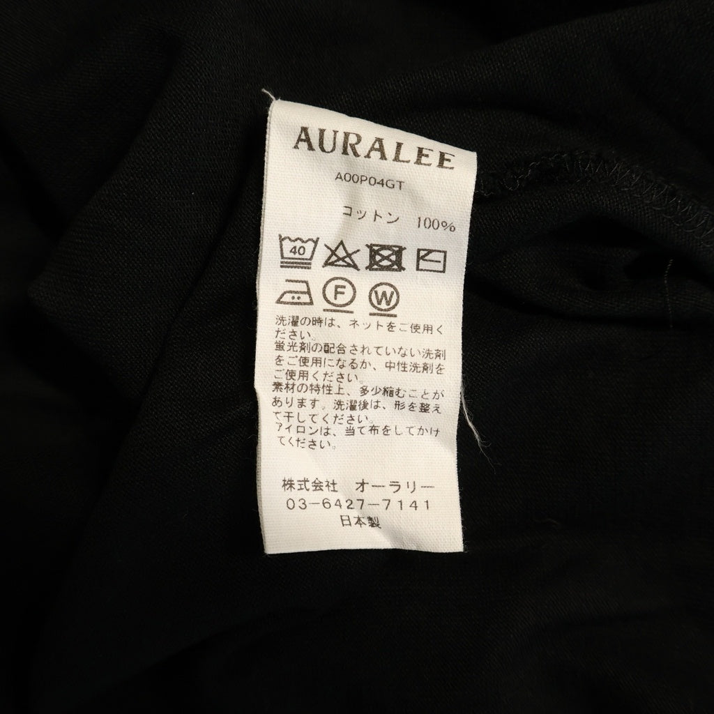 AURALEE(オーラリー) 25SS LUSTER PLAITING BOAT NECK TEE ラスタープレイティング ボートネック半袖Tシャツ カットソー ブラック A00P04GT
