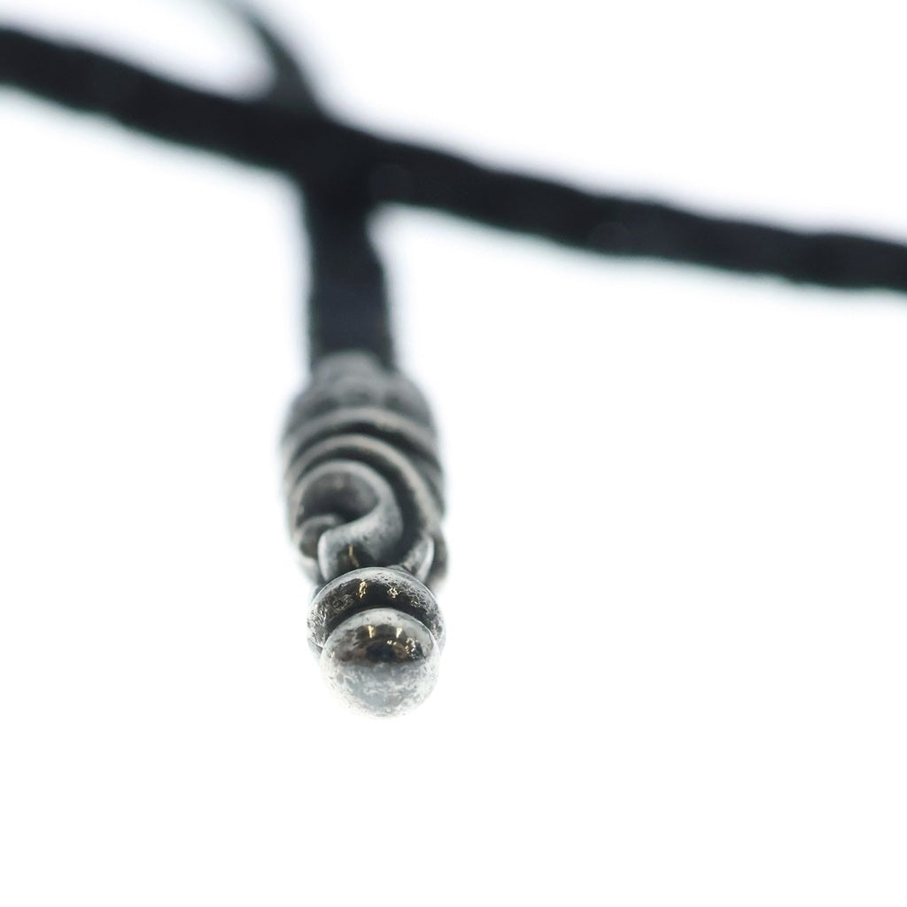 CHROME HEARTS(クロムハーツ) LEATHER BRAID SCROLL ネックレス レザーブレイドネックレス ブラック/シルバー BCA377