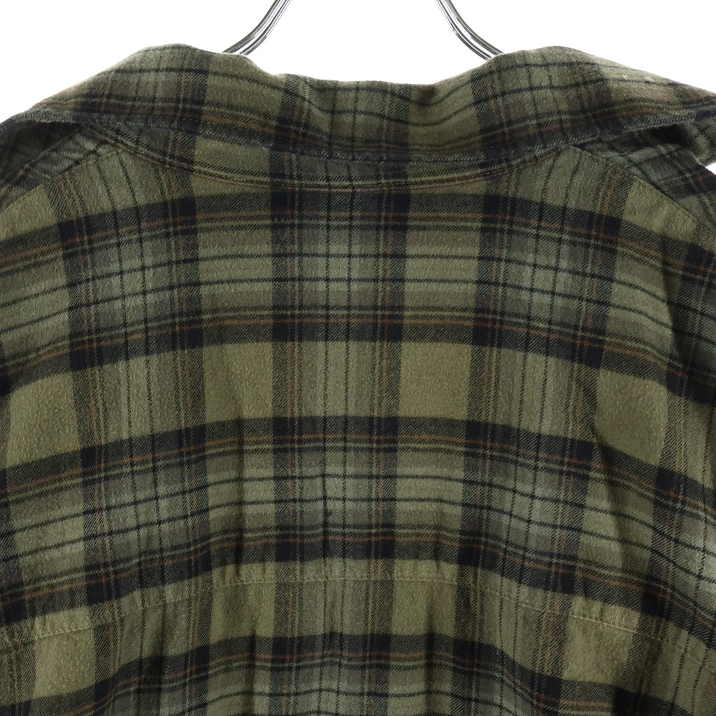 BALENCIAGA(バレンシアガ) 24AW PARIS LIBERTY L/S LAYERED SHIRT パリリバティー カットソードッキング加工 ヴィンテージチェック柄 レイヤード長袖シャツ カーキ/ブラック 794656 TQM20