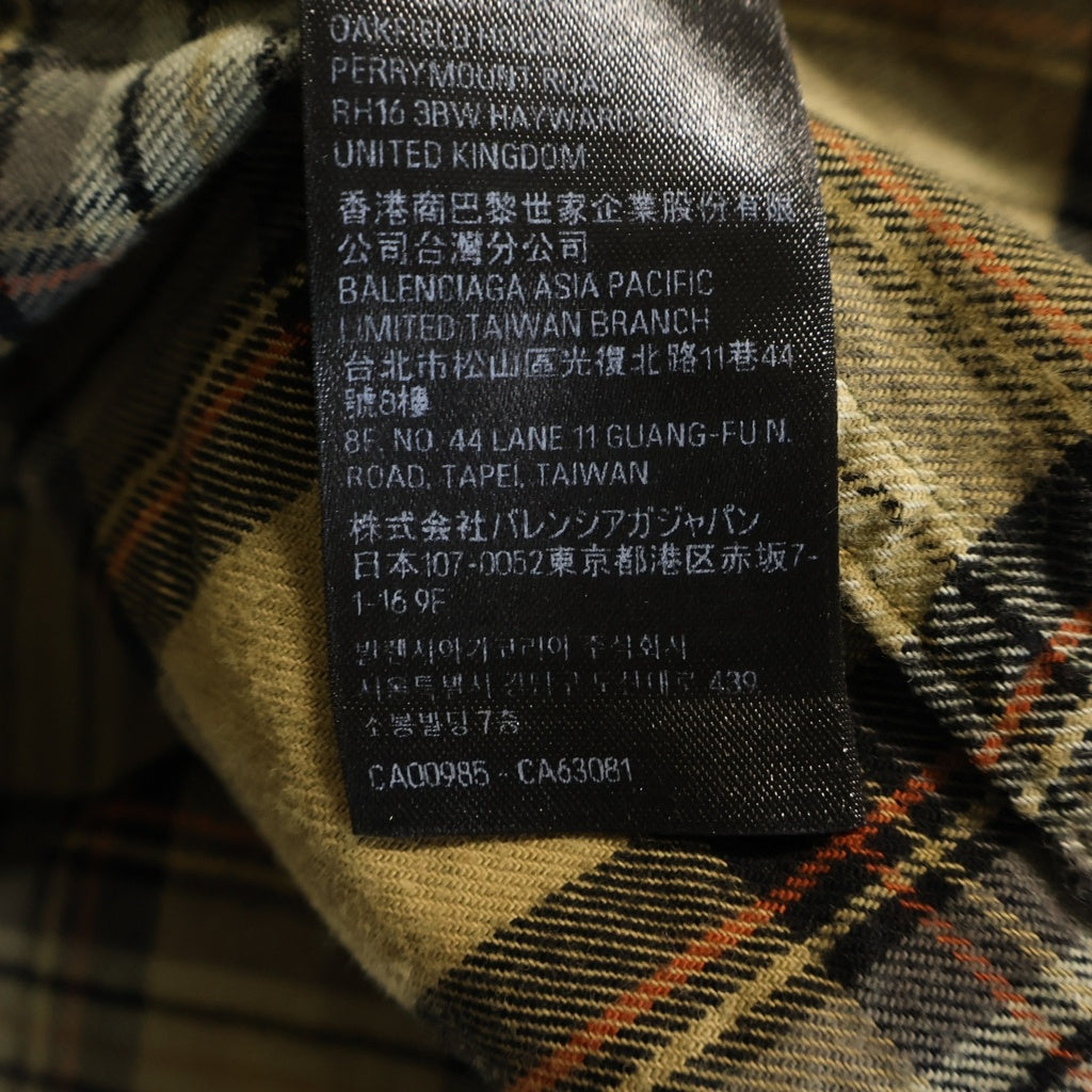 BALENCIAGA(バレンシアガ) 24AW PARIS LIBERTY L/S LAYERED SHIRT パリリバティー カットソードッキング加工 ヴィンテージチェック柄 レイヤード長袖シャツ カーキ/ブラック 794656 TQM20