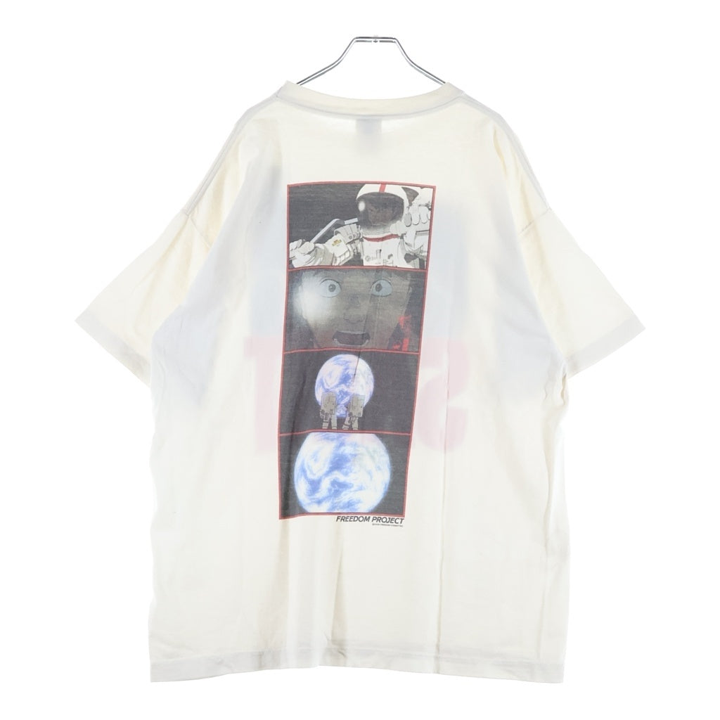 SAINT MICHAEL(セントマイケル) 24SS ×FREEDOM FD-SS TEE フリーダム ヴィンテージ加工 両面プリントTシャツ 半袖クルーネックカットソー ホワイト SM-YS8-0000-C20