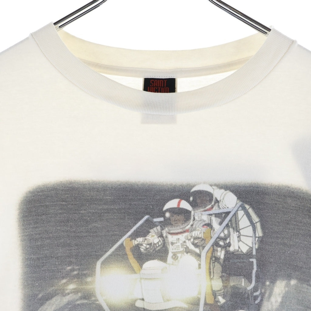 SAINT MICHAEL(セントマイケル) 24SS ×FREEDOM FD-SS TEE フリーダム ヴィンテージ加工 両面プリントTシャツ 半袖クルーネックカットソー ホワイト SM-YS8-0000-C20