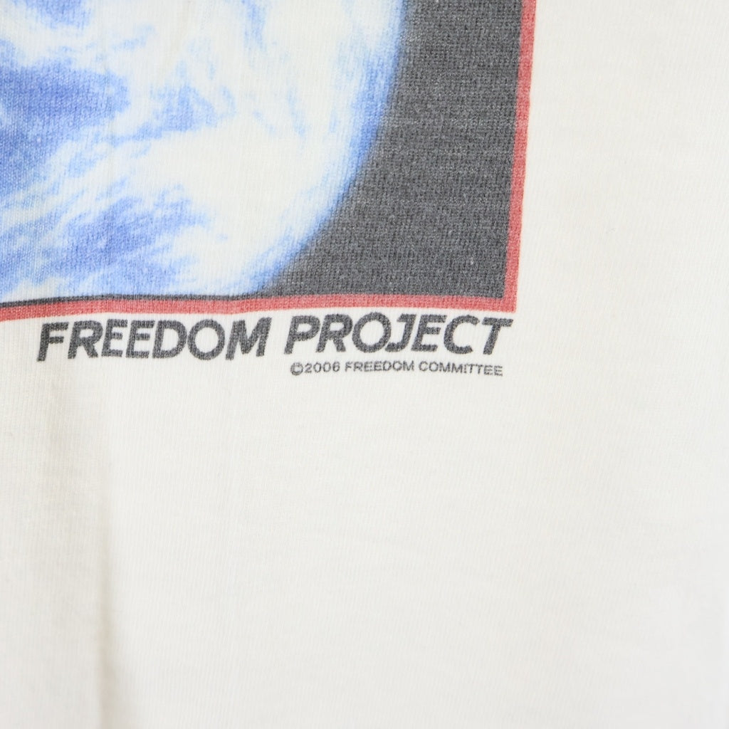 SAINT MICHAEL(セントマイケル) 24SS ×FREEDOM FD-SS TEE フリーダム ヴィンテージ加工 両面プリントTシャツ 半袖クルーネックカットソー ホワイト SM-YS8-0000-C20