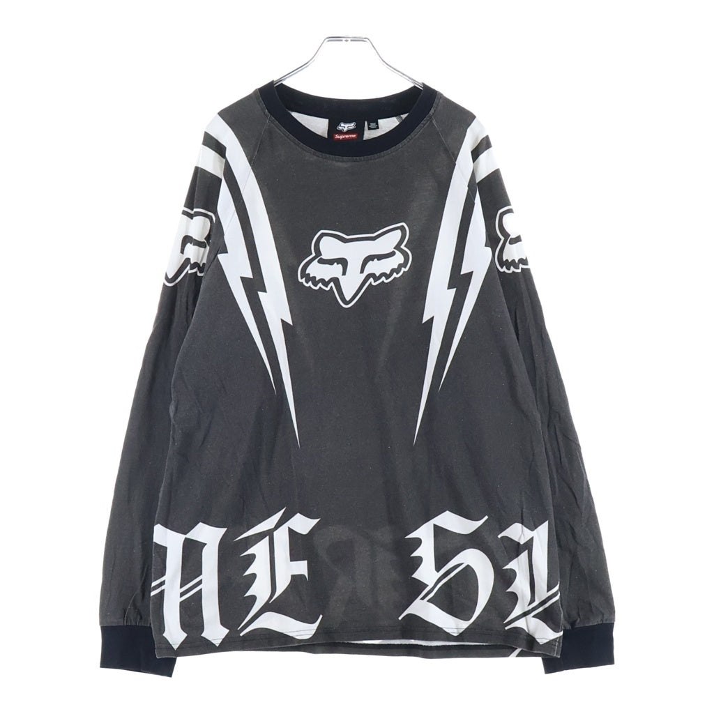SUPREME(シュプリーム) 25AW ×Fox Racing L/S Top フォックスレーシング 両面サンダープリントTシャツ 長袖クルーネックカットソー ブラック