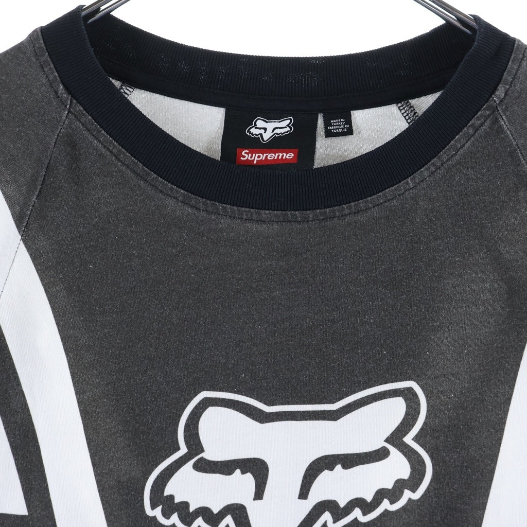 SUPREME(シュプリーム) 25AW ×Fox Racing L/S Top フォックスレーシング 両面サンダープリントTシャツ 長袖クルーネックカットソー ブラック