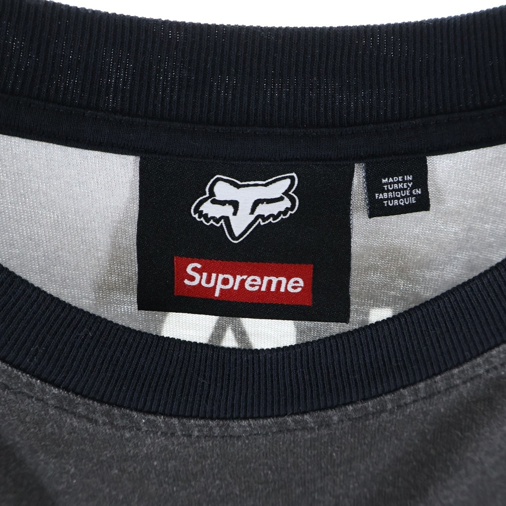 SUPREME(シュプリーム) 25AW ×Fox Racing L/S Top フォックスレーシング 両面サンダープリントTシャツ 長袖クルーネックカットソー ブラック