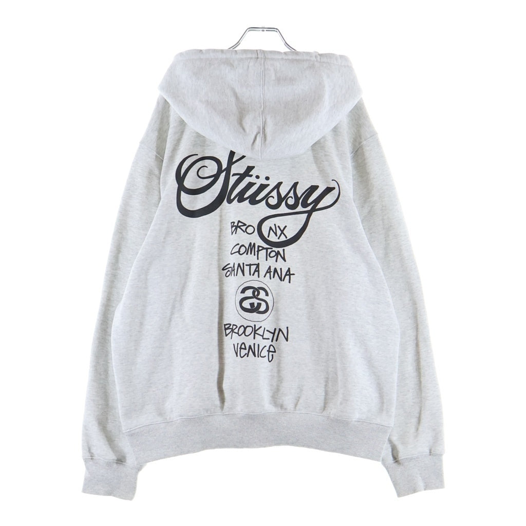 STUSSY(ステューシー) 21AW ×DOVER STREET MARKET PULLOVER HOODIE ドーバーストリートマーケット 両面プリント プルオーバースウェットパーカー フーディー グレー