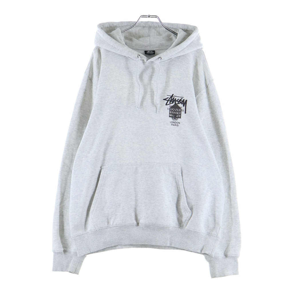 STUSSY(ステューシー) 21AW ×DOVER STREET MARKET PULLOVER HOODIE ドーバーストリートマーケット 両面プリント プルオーバースウェットパーカー フーディー グレー