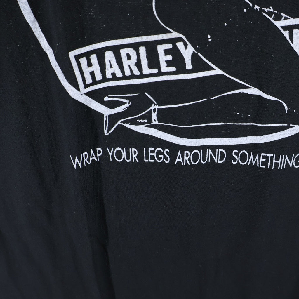 HARLEY DAVIDSON(ハーレーダビッドソン) 80S VINTAGE NUDE GIRL SCREEN STARS ヴィンテージ 白タグ USA製 ヌードガール プリントTシャツ 半袖クルーネックカットソー ブラック