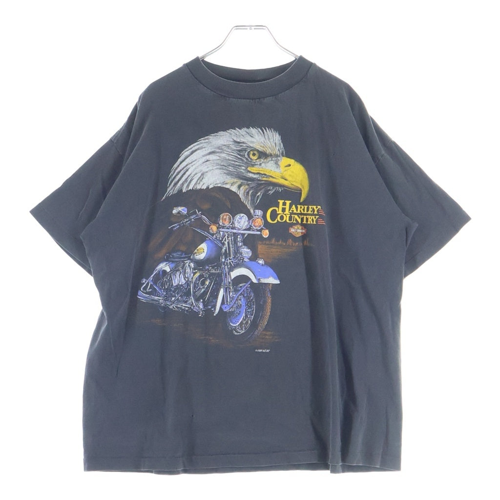 HARLEY DAVIDSON(ハーレーダビッドソン) 90S VINTAGE HARLEY COUNTRY EAGLE BIKE TEE 1994 ヴィンテージ イーグル バイク 両面プリントTシャツ 半袖クルーネックカットソー ブラック