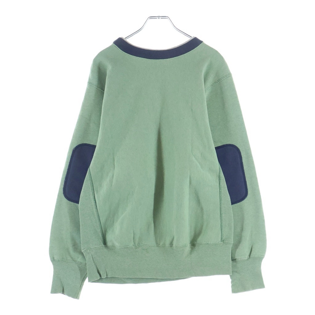 CHAMPION(チャンピオン) 90S VINTAGE REVERSE WEAVE SWEATSHIRT ヴィンテージ リバースウィーブ 刺繍タグ USA製 目あり エルボーパッチ付 クルーネックスウェットトレーナー グリーン/ネイビー