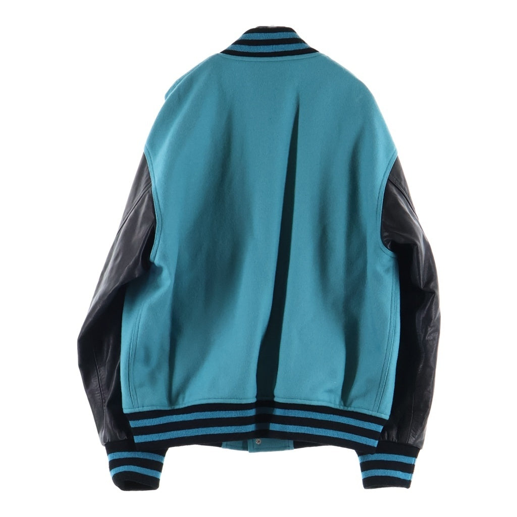 WACKO MARIA(ワコマリア) 24SS COWHIDE LEATHER VARSITY JACKET B TYPE-1 カウハイド レザー切り替え バーシティジャケット スタジャン ブルー/ブラック 24SS-WMO-BL09