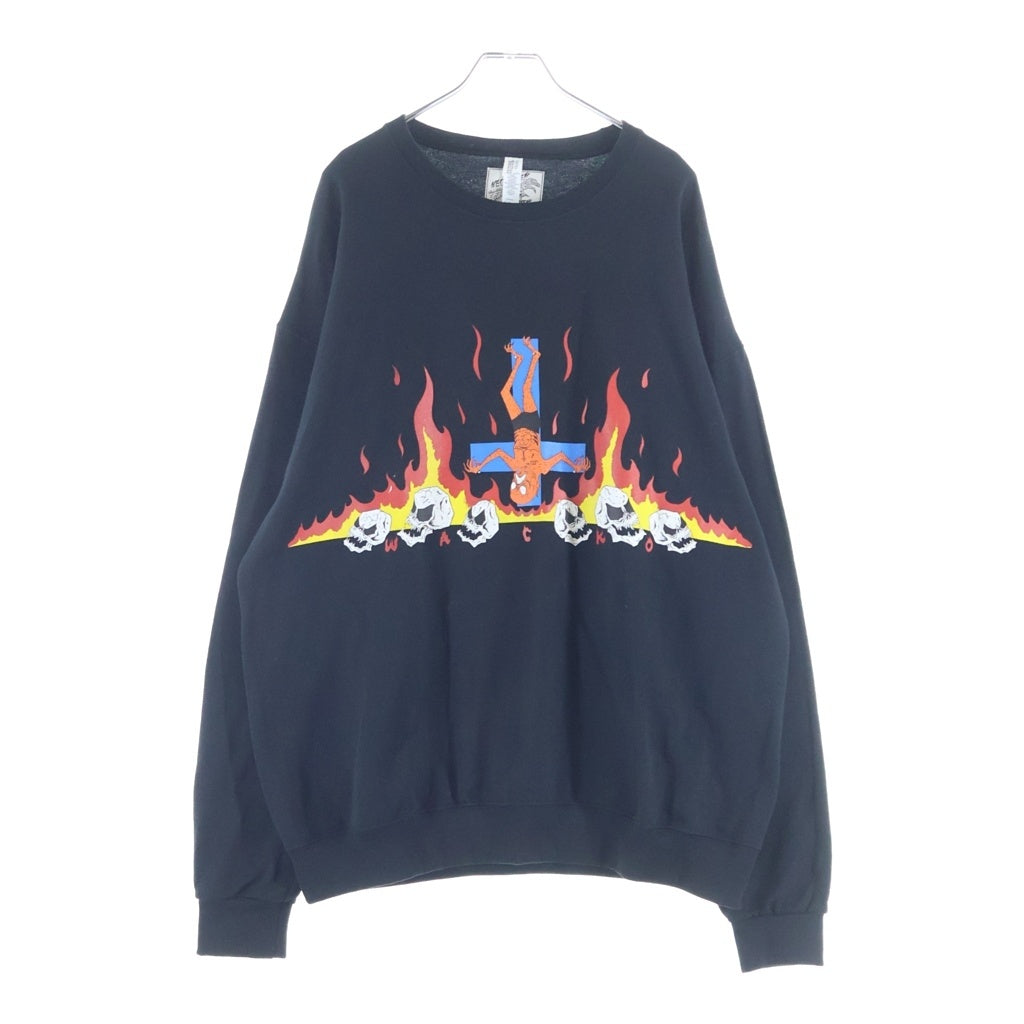 WACKO MARIA(ワコマリア) 24SS ×NECKFACE SWEAT SHIRT ネックフェイス フロントプリント クルーネックスウェットトレーナー ブラック