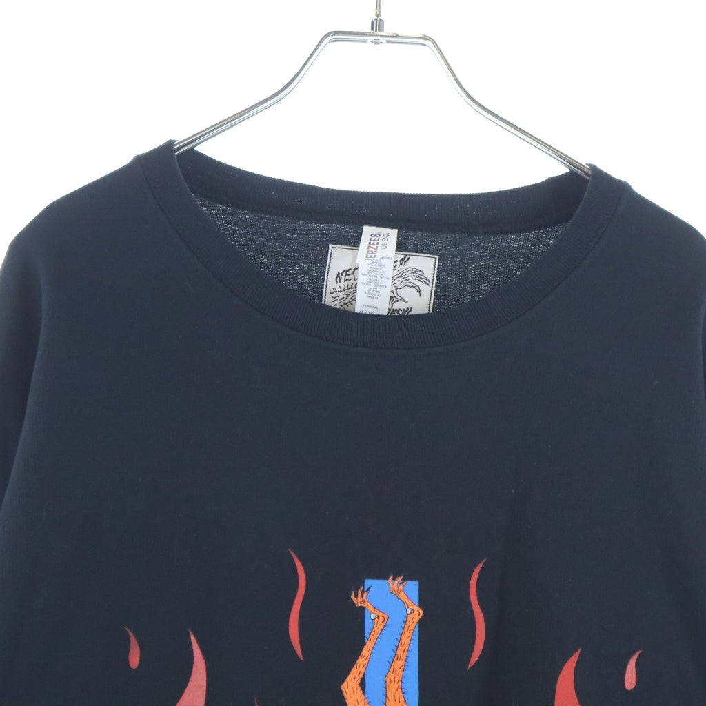 WACKO MARIA(ワコマリア) 24SS ×NECKFACE SWEAT SHIRT ネックフェイス フロントプリント クルーネックスウェットトレーナー ブラック