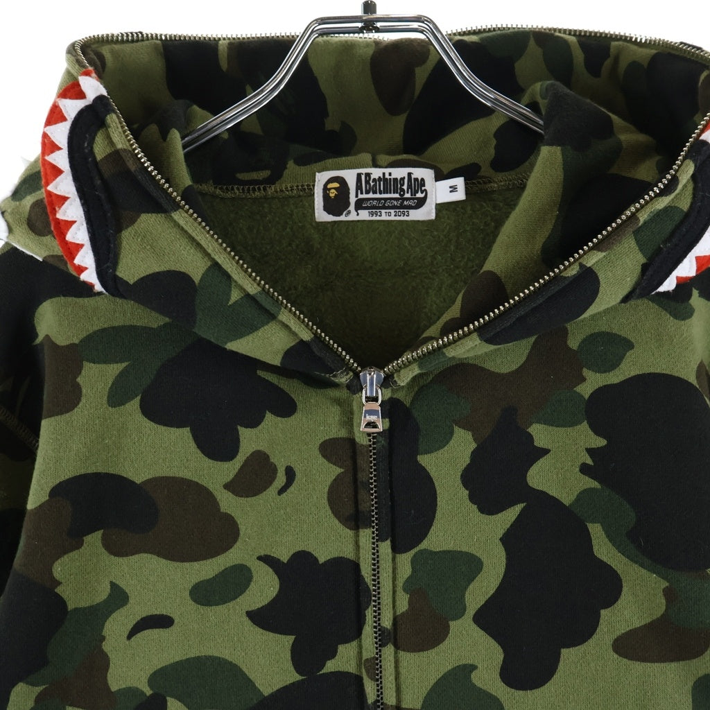 A BATHING APE(アベイシングエイプ) 1ST CAMO SHARK FULL ZIP HOODIE カモ柄 シャーク フルジップアップ フーデッド スウェット パーカー カーキ 001ZPJ801009M