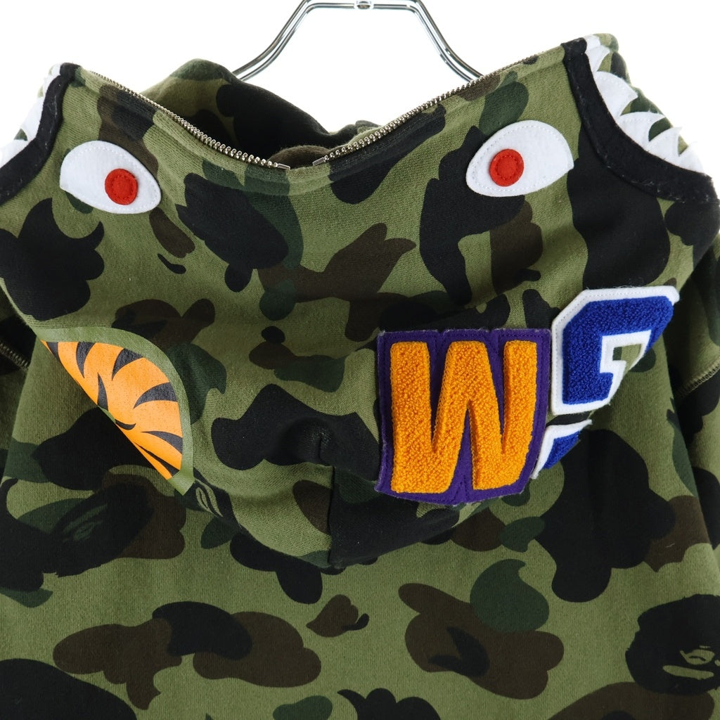 A BATHING APE(アベイシングエイプ) 1ST CAMO SHARK FULL ZIP HOODIE カモ柄 シャーク フルジップアップ フーデッド スウェット パーカー カーキ 001ZPJ801009M
